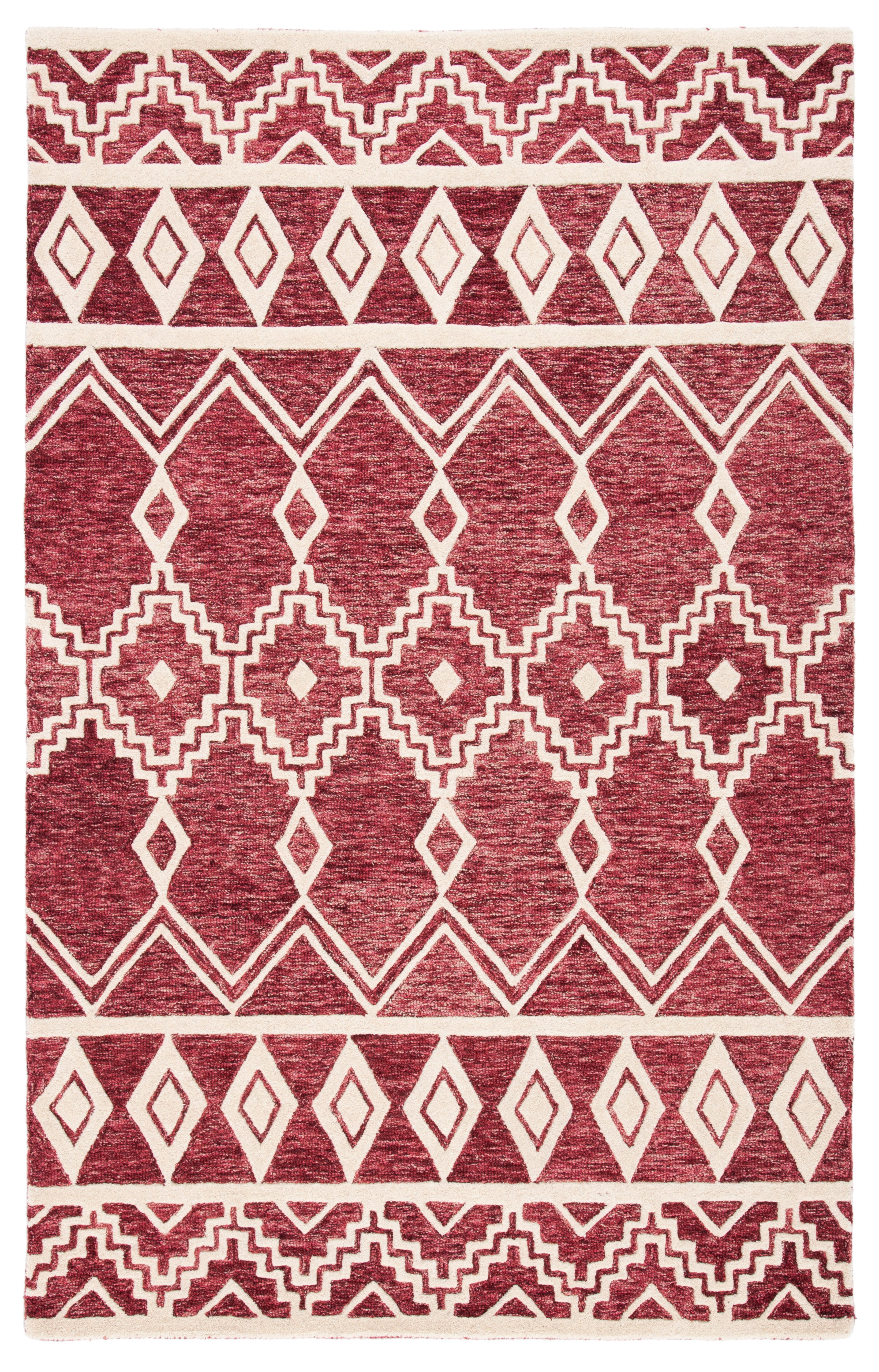 SAFAVIEH Abstract Torrey Geometric Wool Area Rug, Red/Ivory, 4' x 6'
