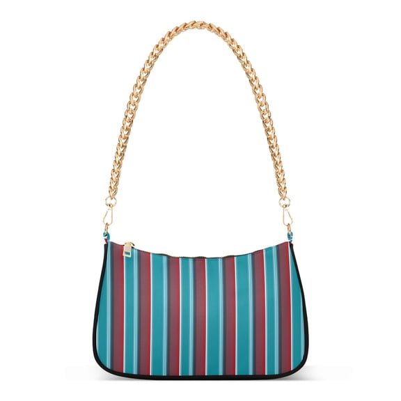 ALAZA Turquoise Stripes Women's Chain Shoulder Bag Hobo Handbag Tote Crossbody Purse