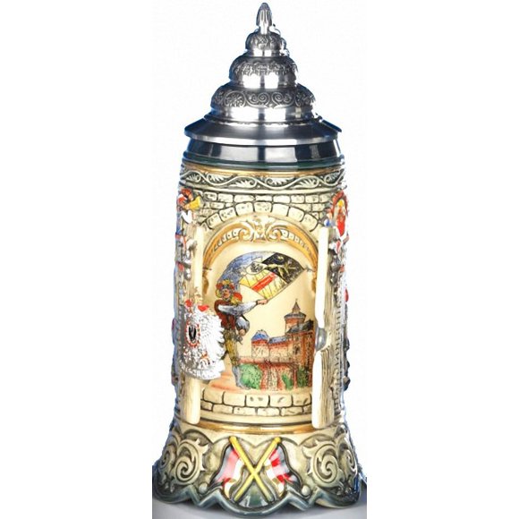 German Beer Stein Castle Gate Stein 0.75 liter tankard, beer mug