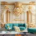 thumbnail image 4 of Happy Anniversary Backdrop Gold Royal Column White Curtain Wedding Photography Background Golden Crown Rose Bridal Shower Anniversary Party Decorations Banner Supplies Photo Booth Props, 4 of 6