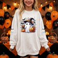 thumbnail image 2 of WAVSUF Kids Girls Halloween Sweatshirt, Loose Fit Round Neck Long Sleeve Festive Fall Casual Pullover White 11, 2 of 7