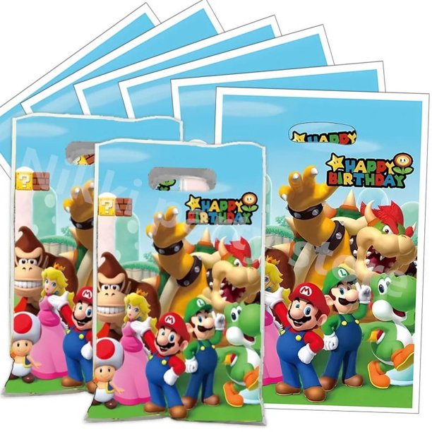 Bolsa de regalo de Super Bros. Decoración para fiesta de cumpleaños, caja de dulces de plástico de Mario, suministros para fiesta de bienvenida al bebé de princesa Peach, regalo de juguete para niños