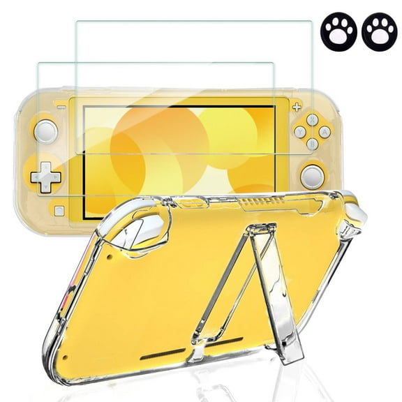Clear Case for Nintendo Switch Lite 2019, Transparent Hard Protective Shell Cover with Stand for Switch Lite Console Cover, Shockproof & Anti Scratch