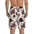 thumbnail image 3 of Kdxio Retro Red Black Roses Print Mens Sleep Shorts Bottoms Soft Comfy Pajama Wear Pants with Drawstring Pockets, 3 of 7