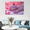 thumbnail image 3 of Mudket Sleeping White Leopard Cub with Pink Glow Canvas Wall Art, Cute Nursery Animal Paintings for Bedroom Print for Girls Baby Room Home Decor , Framed Ready to Hang - 12"L x 8"W, 3 of 9