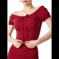 thumbnail image 2 of Camiseta de Verano con Cuello Halter y Hombros Descubiertos para Mujer, de Corta, de Punto Acanalado y Hombros Descubiertos Rojo M, 2 of 8