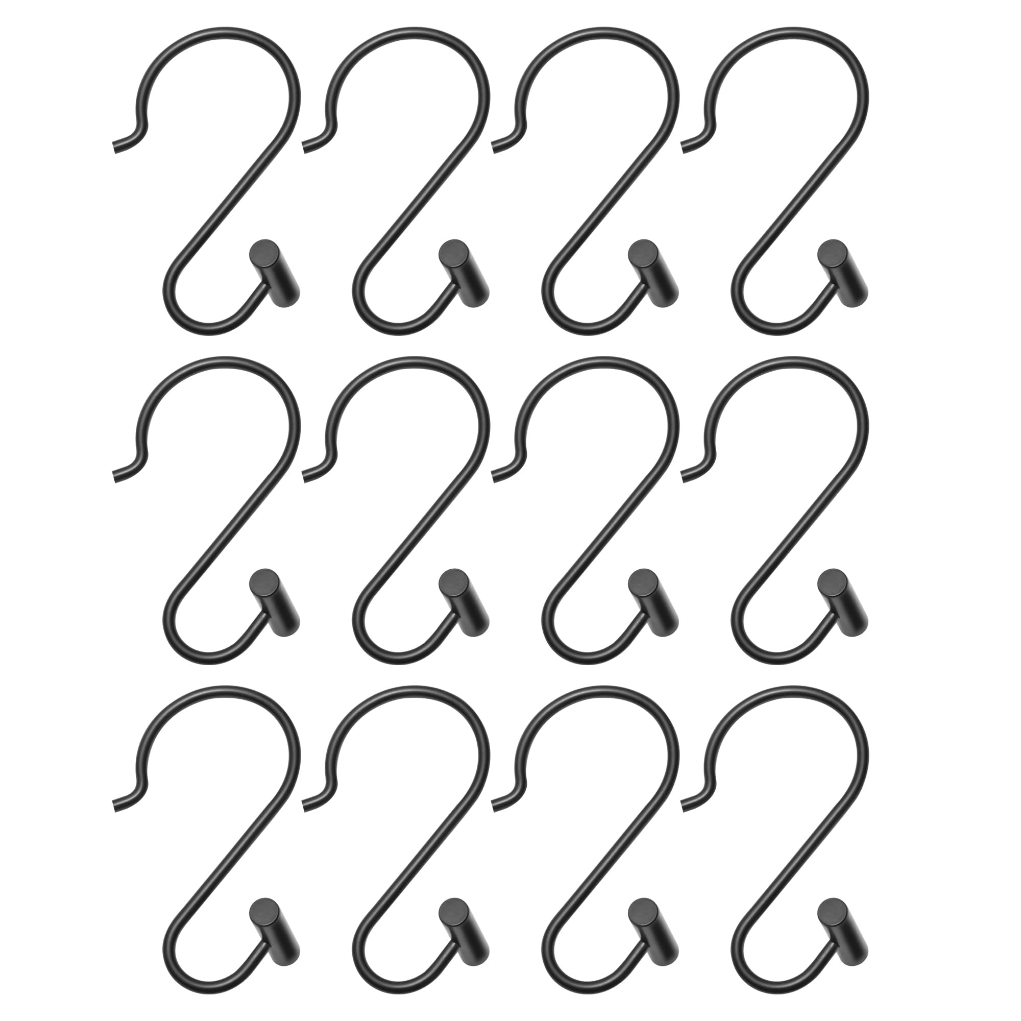 Utopia Alley Shower Rings Hooks, Shower Curtain Rings Hooks for Bathroom, Rust Resistant Shower Curtain Hooks Rings, Set of 12, Matte black