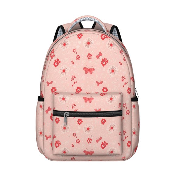 Pioneer Flower Floral Print Pattern Backpack for School, Cute School Bag with Adjustable Shoulder Straps and Padded Back, 15.3"x11"x7.1"