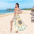 thumbnail image 6 of FORMRS Womens Long Sarong Beach Wrap Semi-Sheer Bikini Skirt Bathing Swimsuit Cover Up, Floral Birds Pattern, 6 of 7