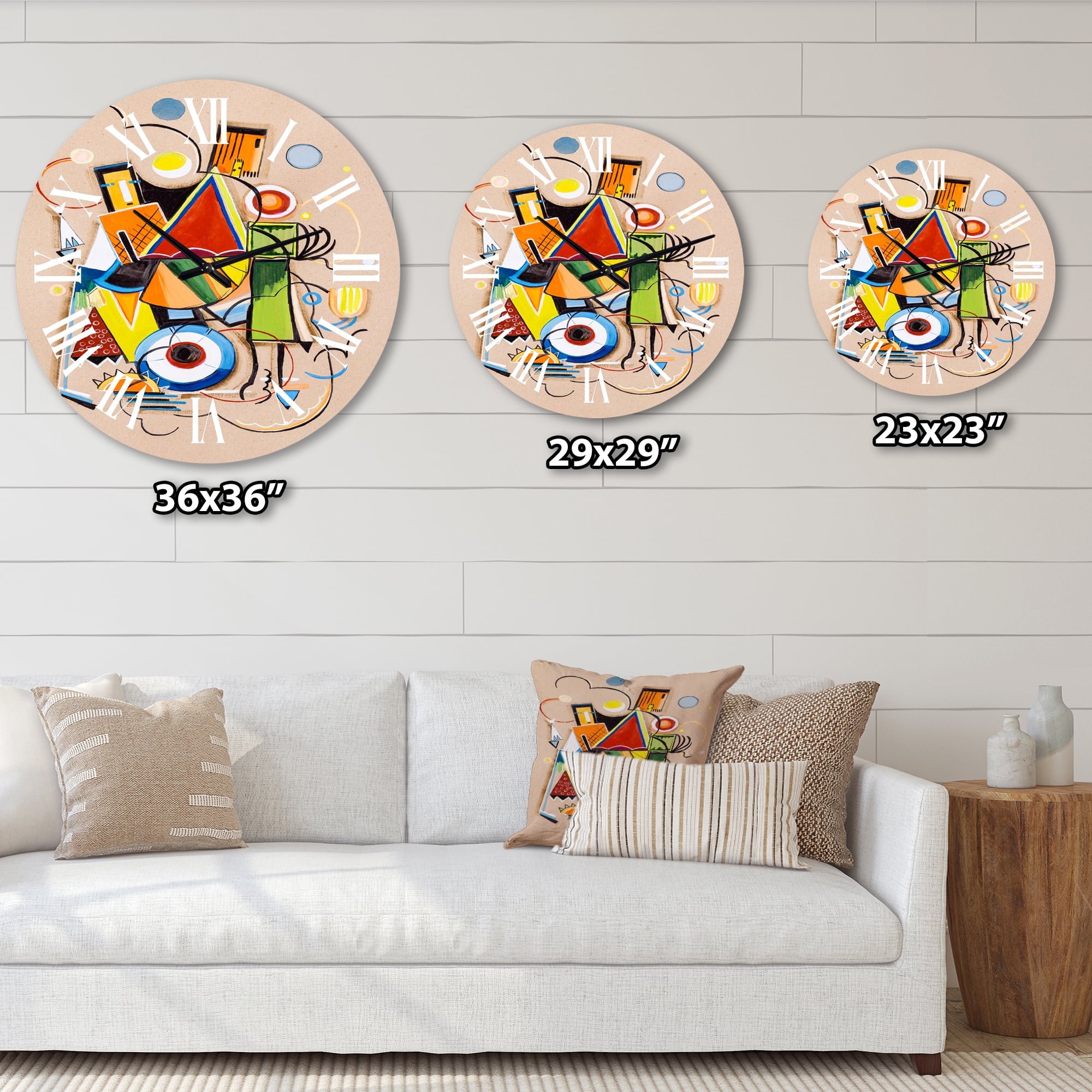 Designart 'Colored Geometric Abstract Compositions I' Modern Wall Clock