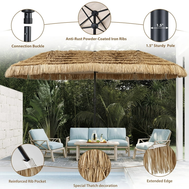 extended patio umbrella Ainfox 13ft Large Double-Sided Rectangle Tiki Patio Umbrella, UV  Fade-Resistant Canopy, Yellow