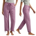 thumbnail image 2 of DYTTDG Women's Casual Drawstring Waist Pants | Elastic Waist Tapered Cropped Trousers with Adjustable Hem & Pockets, Loose Fit Lounge Pants, 2 of 6