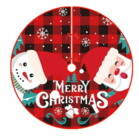 Hxlamzoo 35.4 Inch Printed Christmas Tree Skirt Artificial Fir Design, Hides Tree Stands and Protects Floors for Home, Office Holiday Decorations