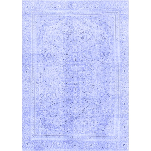 Ahgly Company Machine Washable Indoor Rectangle Abstract Blue Modern Area Rugs, 2' x 4'