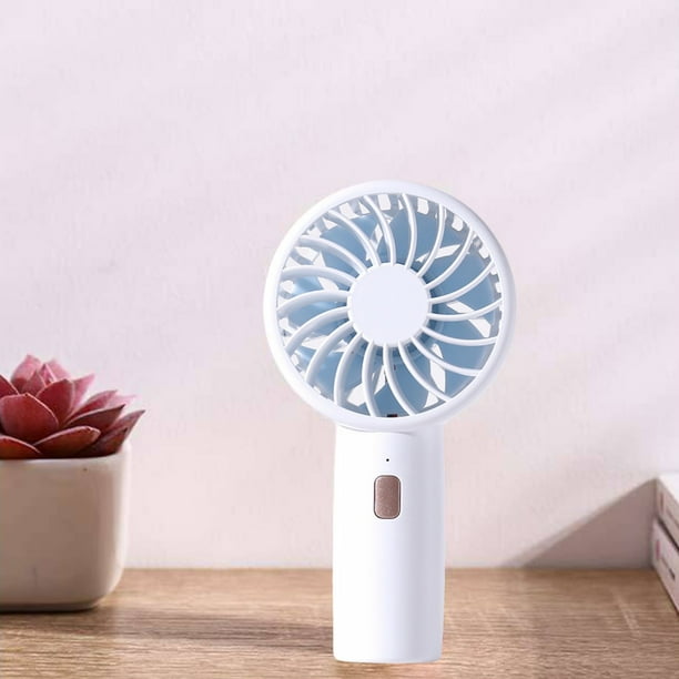 Ventilador portátil de mano - Recargable por USB, 3 velocidades, potente mini ventilador para viajes y exteriores - rosa, blanco o verde