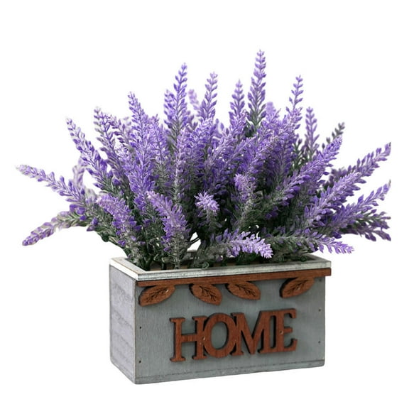 Purple Artificial Flowers in Plastic Flowerpot for Home Decor Realistic Lavender Plant