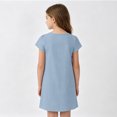 thumbnail image 4 of Grblisyd Girls Dresses Size 10-12 Solid Color Short Sleeve Casual Dresses Summer Kids Crew Neck Loose Midi Dress, 4 of 6