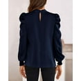thumbnail image 4 of FreshPretty Women Satin Puff Long Sleeve Blouses Mock Neck Shirts Business Casual Tops Work Dressy Blouse Spring Fall Clothes, 4 of 9