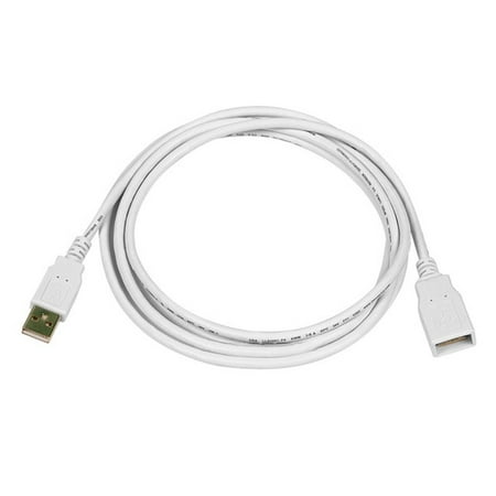 - 6ft USB 2.0 A Male to A Female Extension 28/24AWG Cable (Gold Plated) - WHITE