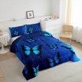 thumbnail image 3 of Manfei Dreamy Blue Butterfly Bedding King Comforter Set for Girls, Psychedelic Galaxy Down Comforter, Chic Animal Bedding Sets King with Comforter, Microfiber Room Decoration, 3 Pieces Reversible, 3 of 8
