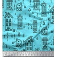 thumbnail image 1 of Soimoi Blue Rayon Fabric Architectural Structure Architectural Print Fabric by the Yard 56 Inch Wide, 1 of 5