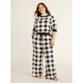 thumbnail image 5 of Joyspun Women’s Hacci Knit Buffalo Plaid Sleep Top with Long Sleeves, Sizes XS-3X, 5 of 6
