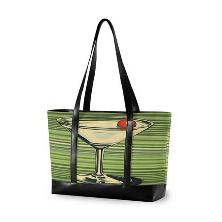 FORMRS Canvas Laptop Tote Bag for Women with 15.6" Computer Compartments Shoulder Handbag, Red Martini
