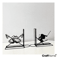 thumbnail image 2 of Craftnamesign Custom Snow Skiing Book Stoppers, Metal Bookends for Shelves, Book Shelf Holder, 2 of 2