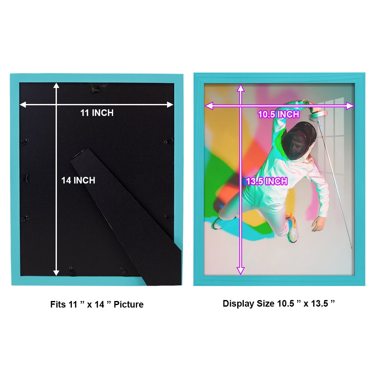 11x14 Wood Grain Picture Frame - Cyan