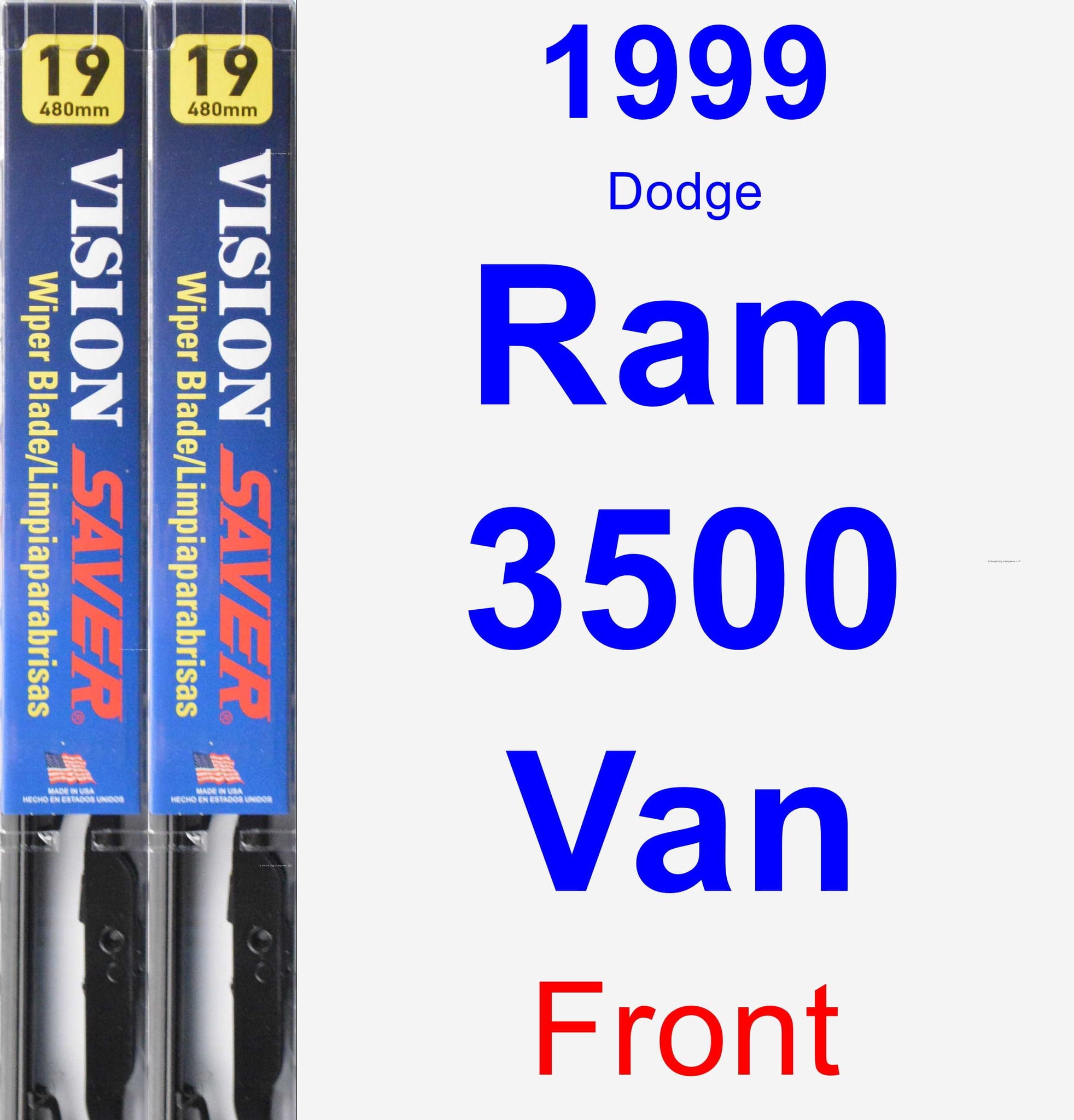 1999 Dodge Ram 3500 Van Wiper Blade Set/Kit (Front) (2 Blades) Vision