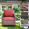 thumbnail image 4 of PARKWELL Outdoor Wicker Swivel Rocker Chair Set of 2,All-Weather Rattan Swivel Glider Rocking Lounge Chair,Patio Bistro Set for Porch Deck Backyard,Brown/Red, 4 of 10