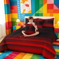thumbnail image 4 of meiyoeat gradient Initial Print 7-Piece Twin Bedding,Red Black Monogram A Bedding Comforter Set,Black Reversible, 4 of 7