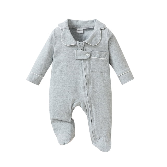 SUNSIOM Pyjamas à Col à Revers à Manches Longues pour Bébés Garçons Filles Combinaisons Nouveau-Nés