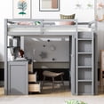 thumbnail image 6 of Kumix Loft Bed Twin Size, Wood Loft Bed with Drawers, Desk, Shelf and Wardrobe for Teens Adults, Heavy Duty Loft Bed with Safety Guardrail and Ladder for Bedroom, Noise-Free, Gray, 6 of 7