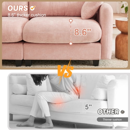 GAKMCIL 107" Loveseat Sofa, 3 Seater with Upholstered Large Size Deep Seat,Cloud Sectional Couches Chenille Fabric for Living Home