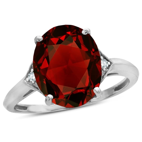 Star K � Large Oval 12x10 Genuine Garnet 3 Stone Trillion Setting Ring