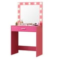 thumbnail image 4 of Tcbosik Vanity Desk with Mirror and Lights, 54.3" Makeup Dressing Table with Storage Drawer for Bedroom, Pink, 4 of 6