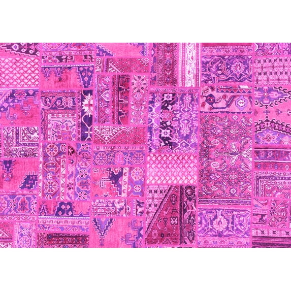 Ahgly Company Indoor Rectangle Patchwork Pink Transitional Area Rugs, 8' x 12'