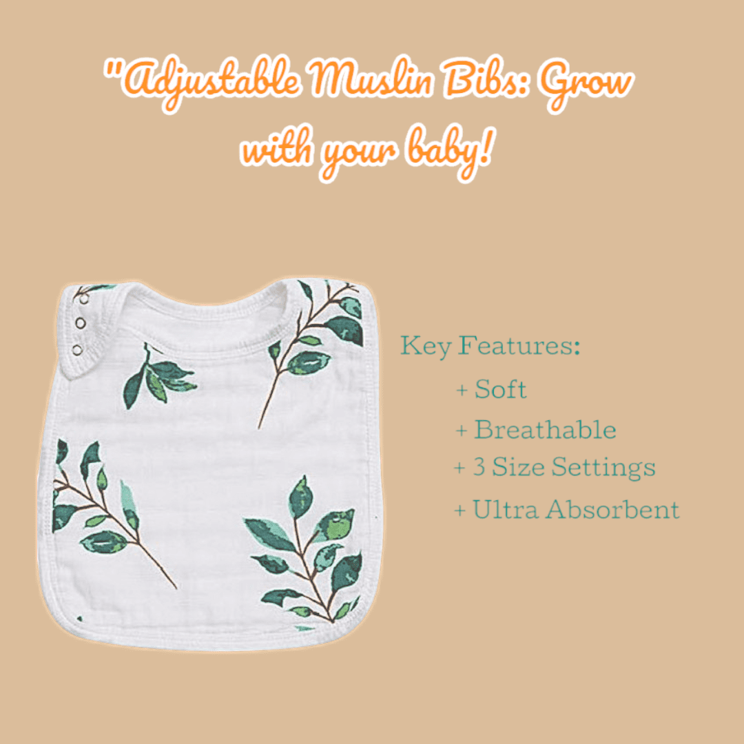 ZandH Global Leaf Baby Bamboo Cotton Muslin Swaddle Blanket, Bib, Burp Cloth, Bandana Bib Set. Soft, Lightweight and Breathable. Swaddle, Nursing Cover, Playmat and Stroller Cover