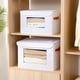 thumbnail image 2 of Cajas de almacenamiento de tela, cestas de almacenamiento de 13 x 9,1 x 7,9 pulgadas para estantes con tapas, contenedores de almacenamiento de tela con asas, cajas organizadoras decorativas de lino, 2 of 8
