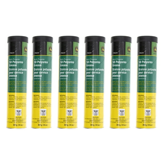 John Deere TY6341 6-Pack Multi-Purpose SD Polyurea Grease 14oz Container
