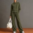 thumbnail image 3 of Women's 2 Piece Outfits Casual Lapel Half Zip Sweatshirts and Wide Leg Pants Tracksuit Sets, 3 of 4