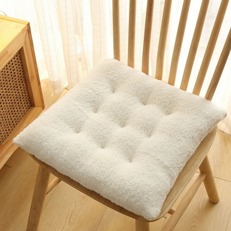 

PATLOLLAV White Comfort Plush Seat Cushion Soft Chair Pads Warm Chair Cushion 16x16 inches Camel Lambs Wool Fluffy for Adults and Kids for Kitchen Dining Living Room Office Chair
