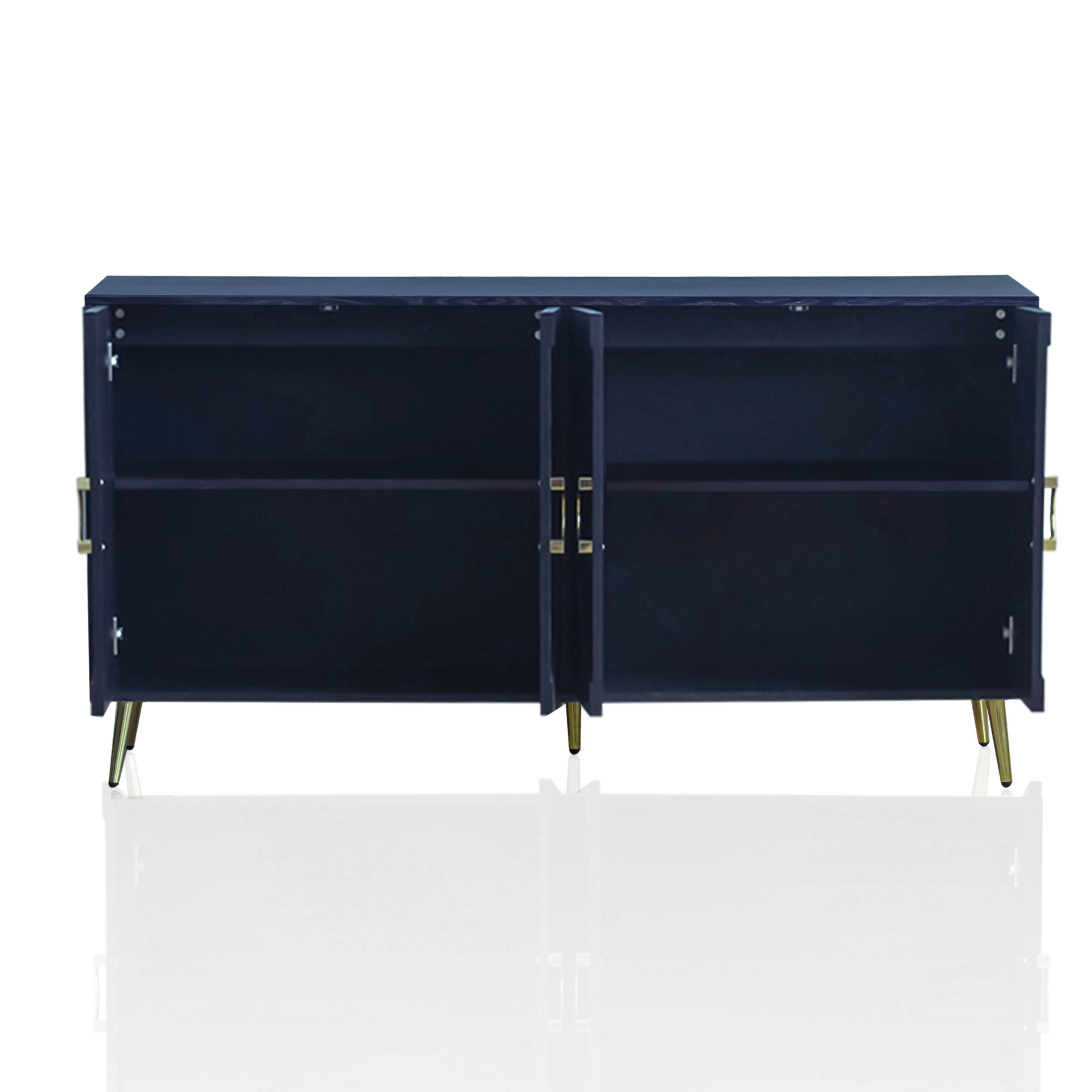 Noble House 59.8" Modern Lacquered Sideboard, Buffet Storage Cabinet with Adjustable Shelves, Navy Blue