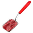 thumbnail image 2 of Curated Selection Pickme Grill Scrubber Chain Mail Grill Scrubber Chainmail Grill Cleaner Function Heavy Duty Brush, Red Square-Headed Grill Cleaning Brush, Rd1, 2 of 5
