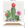 thumbnail image 4 of SKYSONIC Watercolor with Cactus Garden Printed Square Ceramic Coaster for Drinks with Cork Base for Coffee Cups Place Mats for Home Decor Set of 4 Pieces, 4 of 4