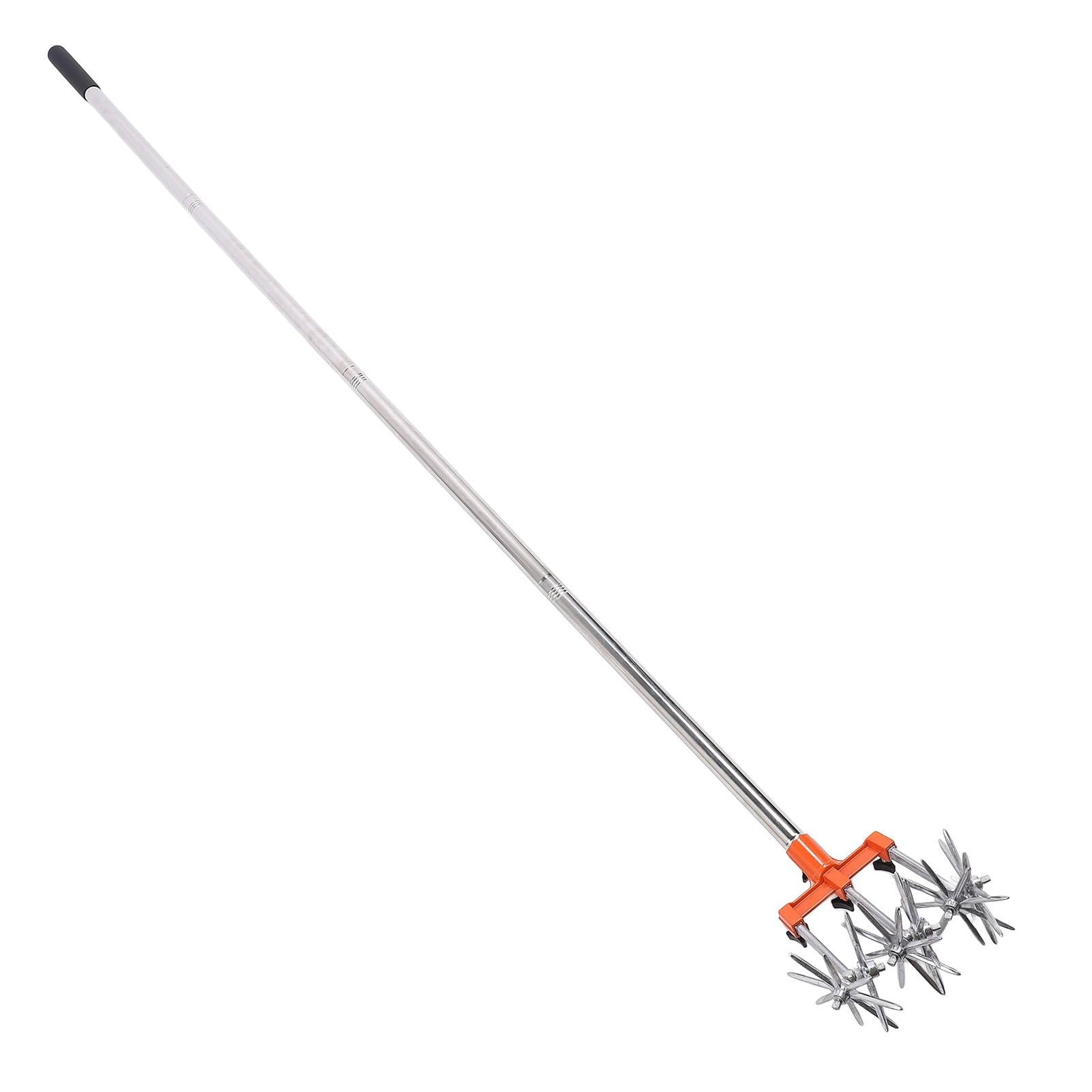 YAHHU Manual Rotary Cultivator – Stainless Steel Teeth, Adjustable Handle, 3 Interchangeable Impellers, Ergonomic Grip