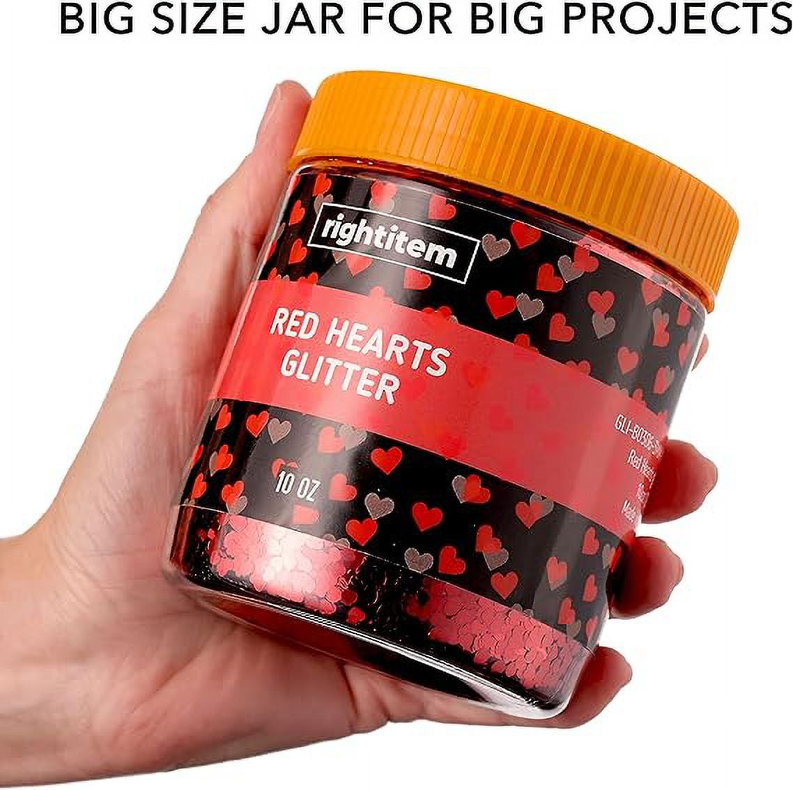 Nail Glitter - Red Hearts Chunky Glitter in Jar - 10 Oz Glitter for Crafts - Glitter for Slime - Face Glitter - Candle Glitter - Body Glitter