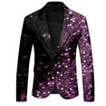 thumbnail image 4 of LRen Men's Sequin Jackets Open Front Blazer Jacket Casual Long Sleeve Sparkly Cardigan Coat with Pocket,S,A6-Purple, 4 of 5