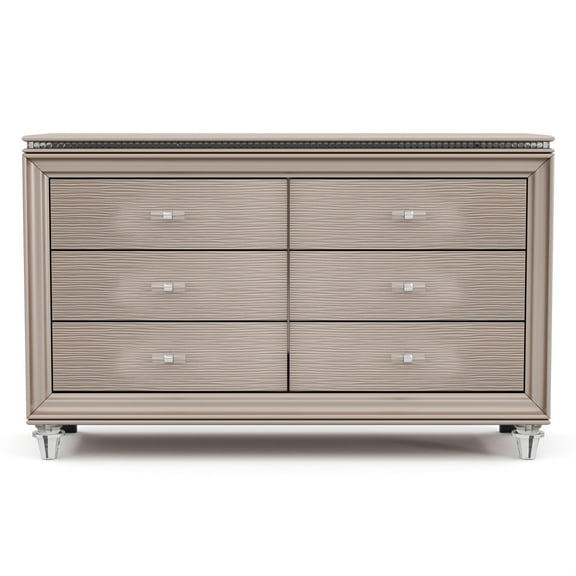 Furniture of America Devado Contemporary Wood 6-Drawer Dresser in Rose Gold